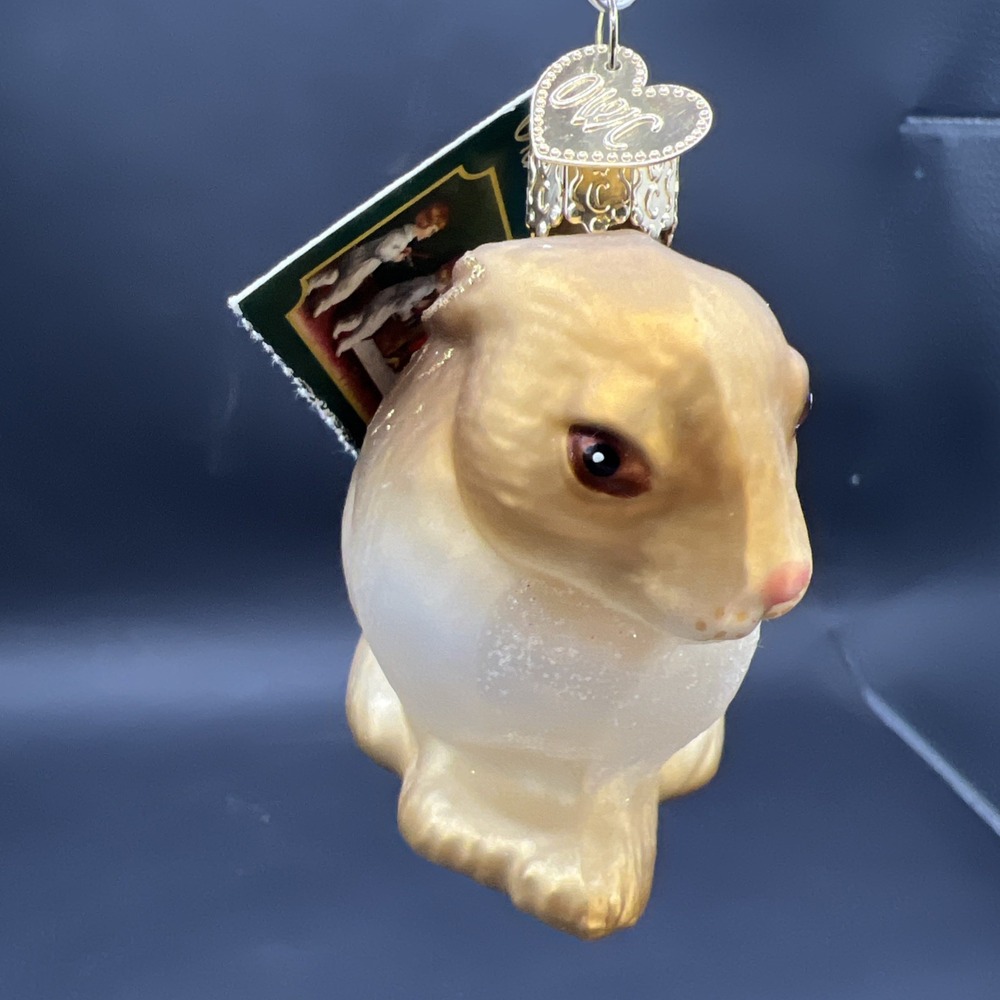Vintage 2005 Old World Christmas Glass Ornament, Tan Cottontail Bunny